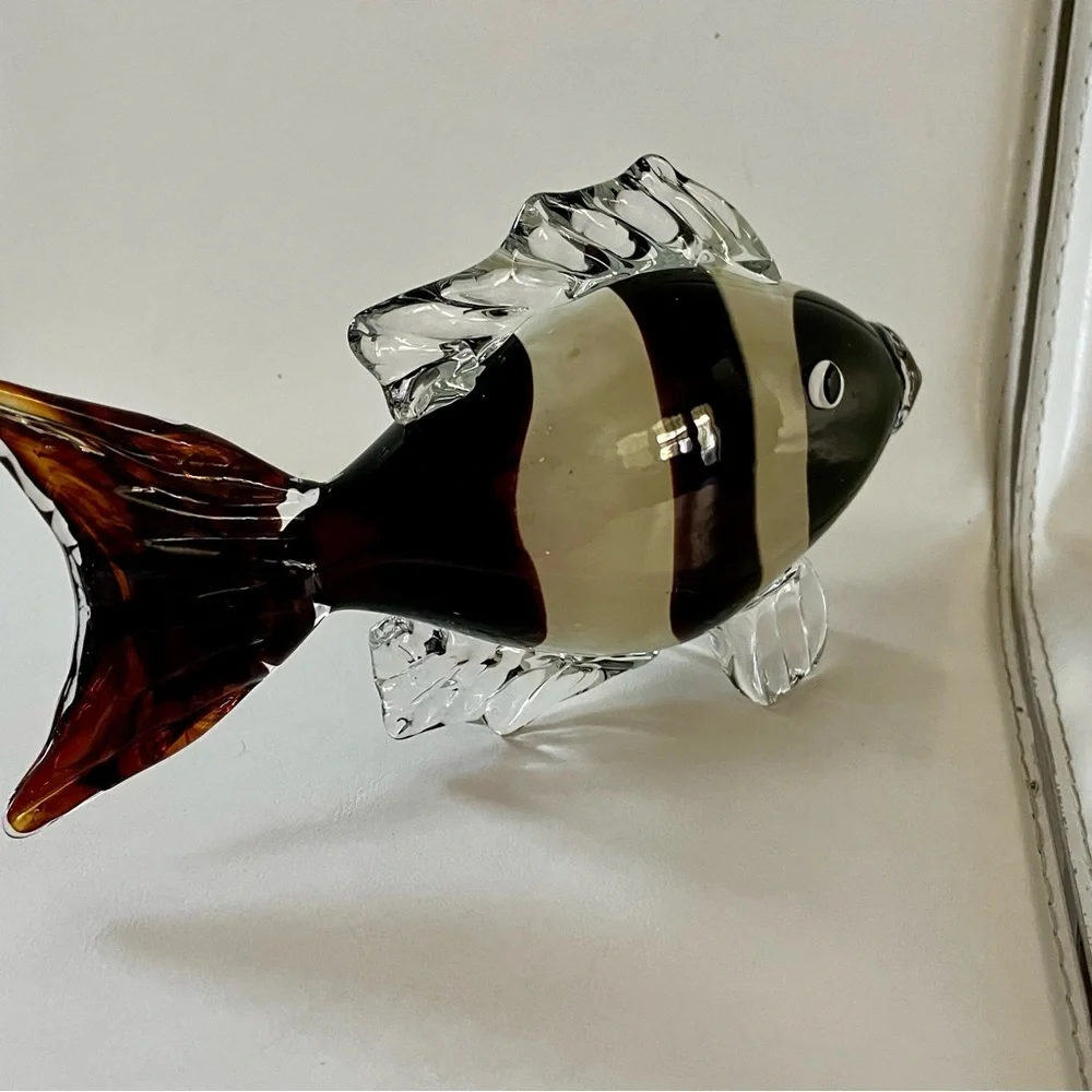 Glass Fish Figurine - Black and Brown